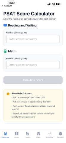 PSAT Score Calculator screenshot