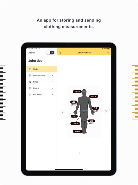Tailor Body Measurements by DM iPad screenshot 1 - Shopping app