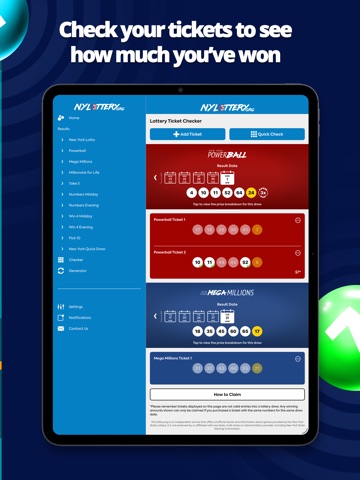 New York Lottery Numbers iPad screenshot