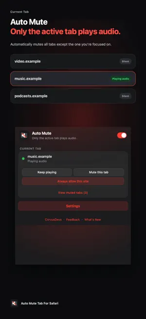 Auto Mute Tab For Safari screenshot 1