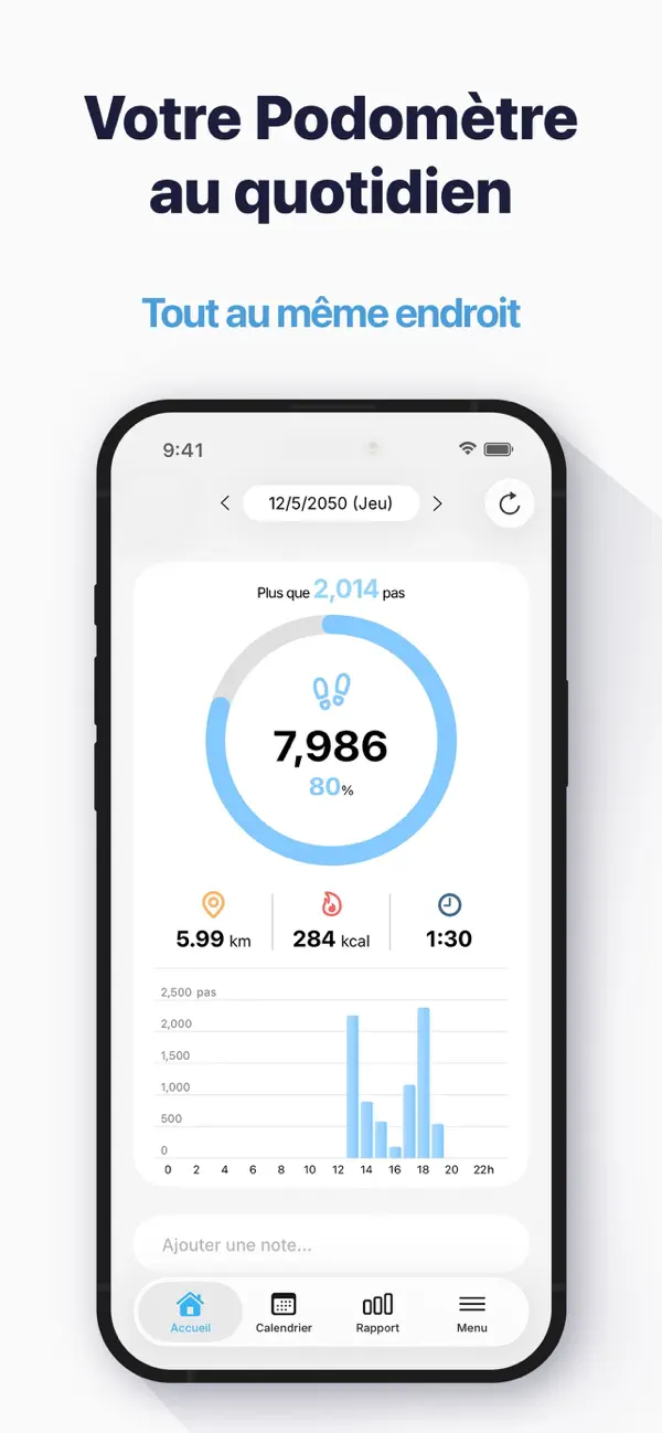 Screenshot #1 pour Podomètre - Fitness et Santé