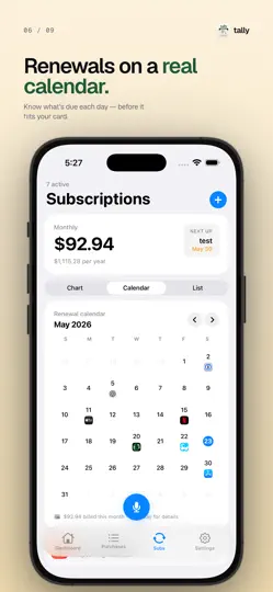 Capture d'écran de Tally: Budget Tracker sur iPhone 6