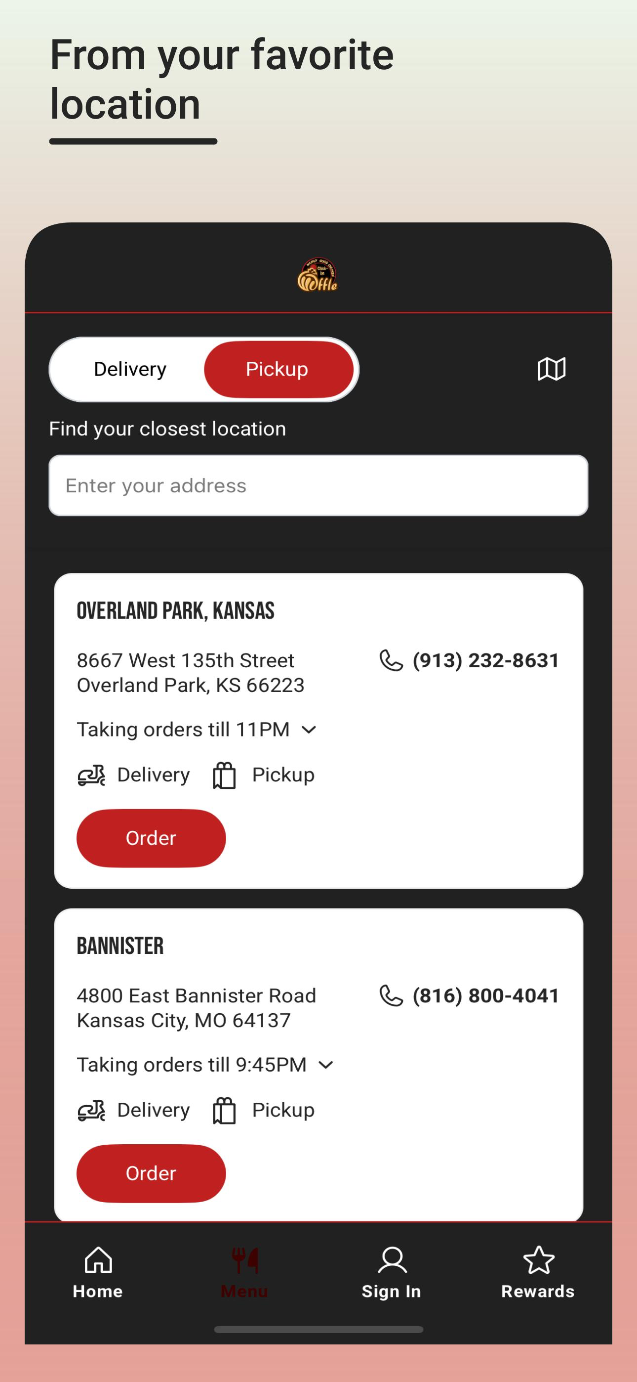 Chick-in Waffle App