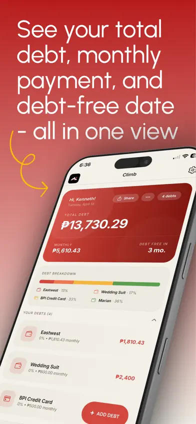 Climb - Debt Tracker screenshot 1