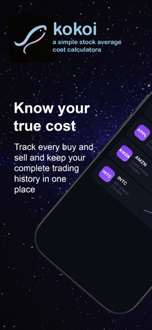 kokoi: stock average cost calc iPhone screenshot