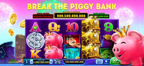 Lucky Time Slots Casino Games - The app invites players to "Break The Piggy Bank" with a delightful theme featuring playful "piggy bank" symbols and generous jackpots.