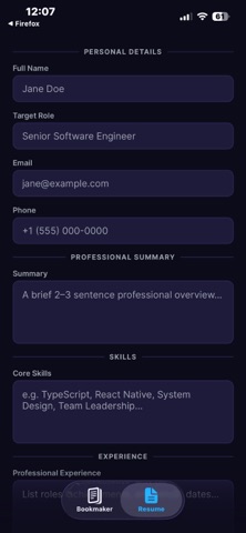 Starlight Book Resume Maker iPhone screenshot