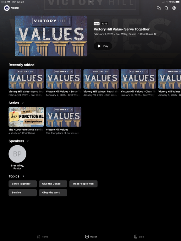 Victory Hill Baptist Church iPad screenshot 2 - Education app