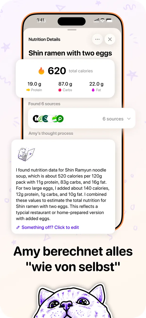 Amy Food Journal iPhone App Screenshot 2 – Gesundheit & Fitness