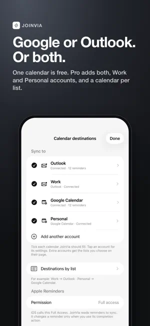 JoinVia: Reminders to Calendar screenshot 2
