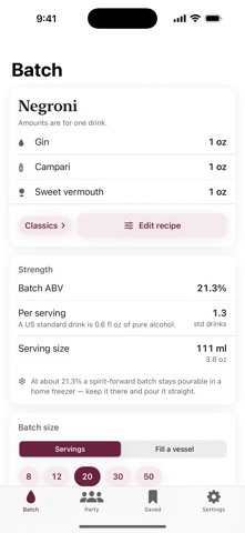 Batch Cocktail Calculator Screenshot 1 of 6