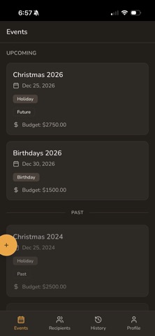 The Giver Gift Tracker iPhone screenshot