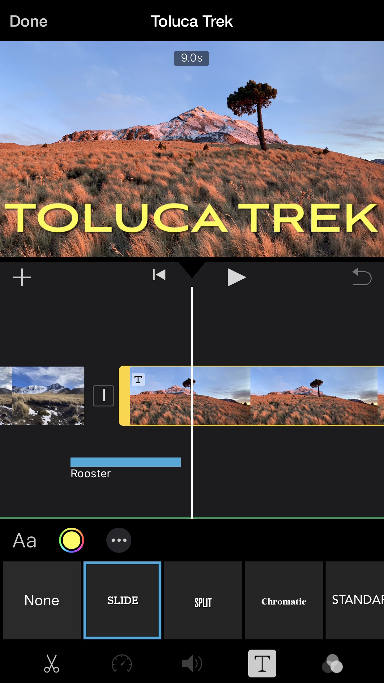 Screenshot do app iMovie