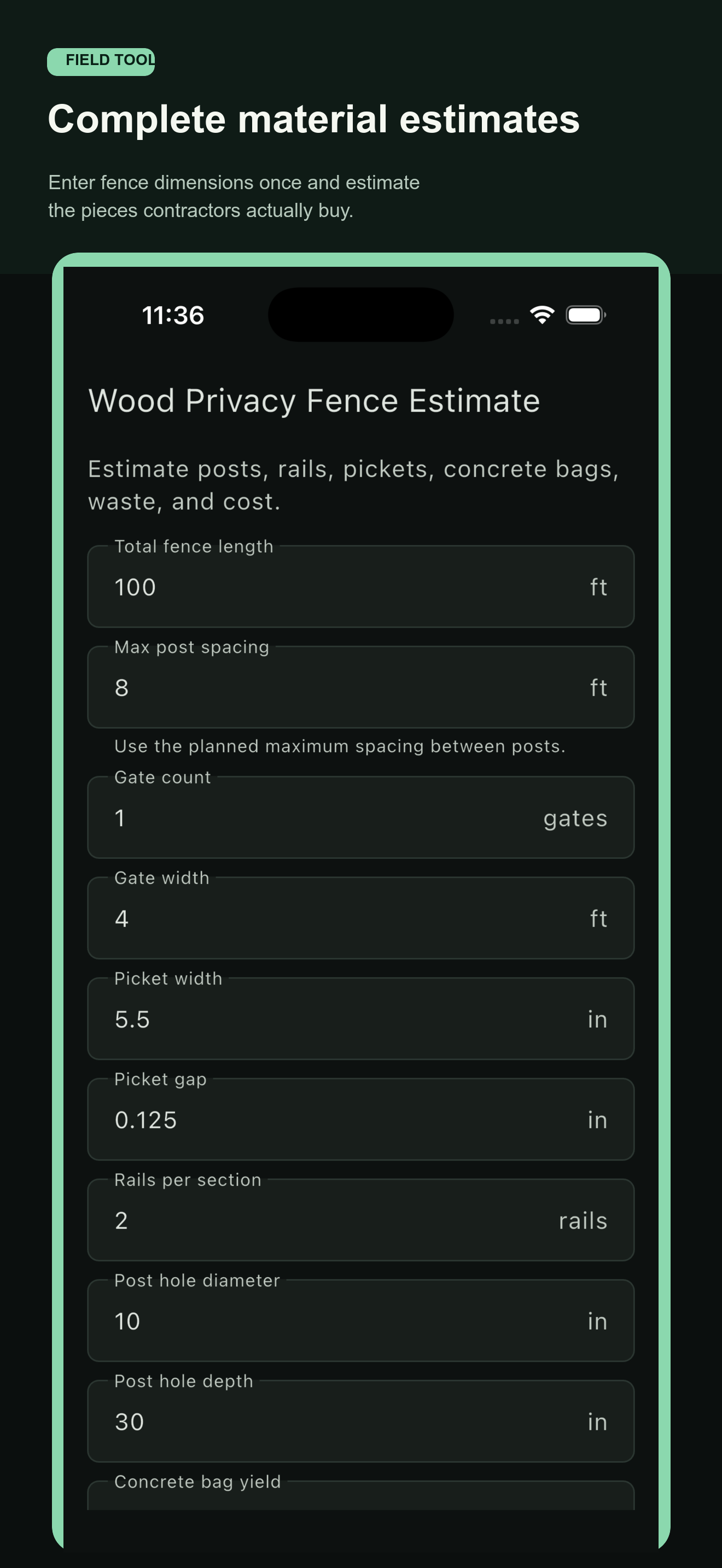 Fence Material Estimator screenshot 2