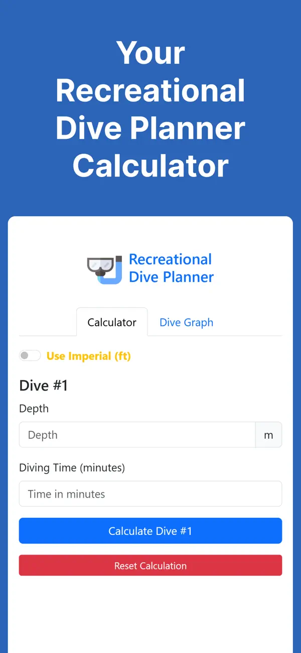 Screenshot #1 pour Dive Planner Calculator