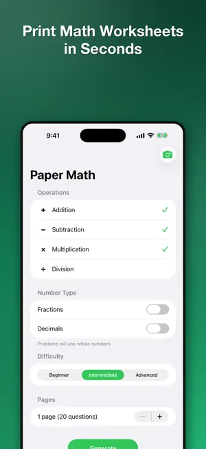 Paper Math: Print Worksheets screenshot 1