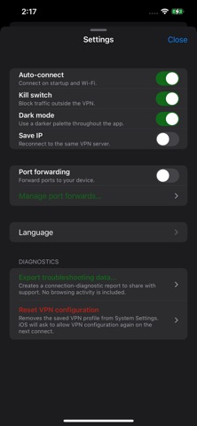 BTGuard VPN iPhone screenshot