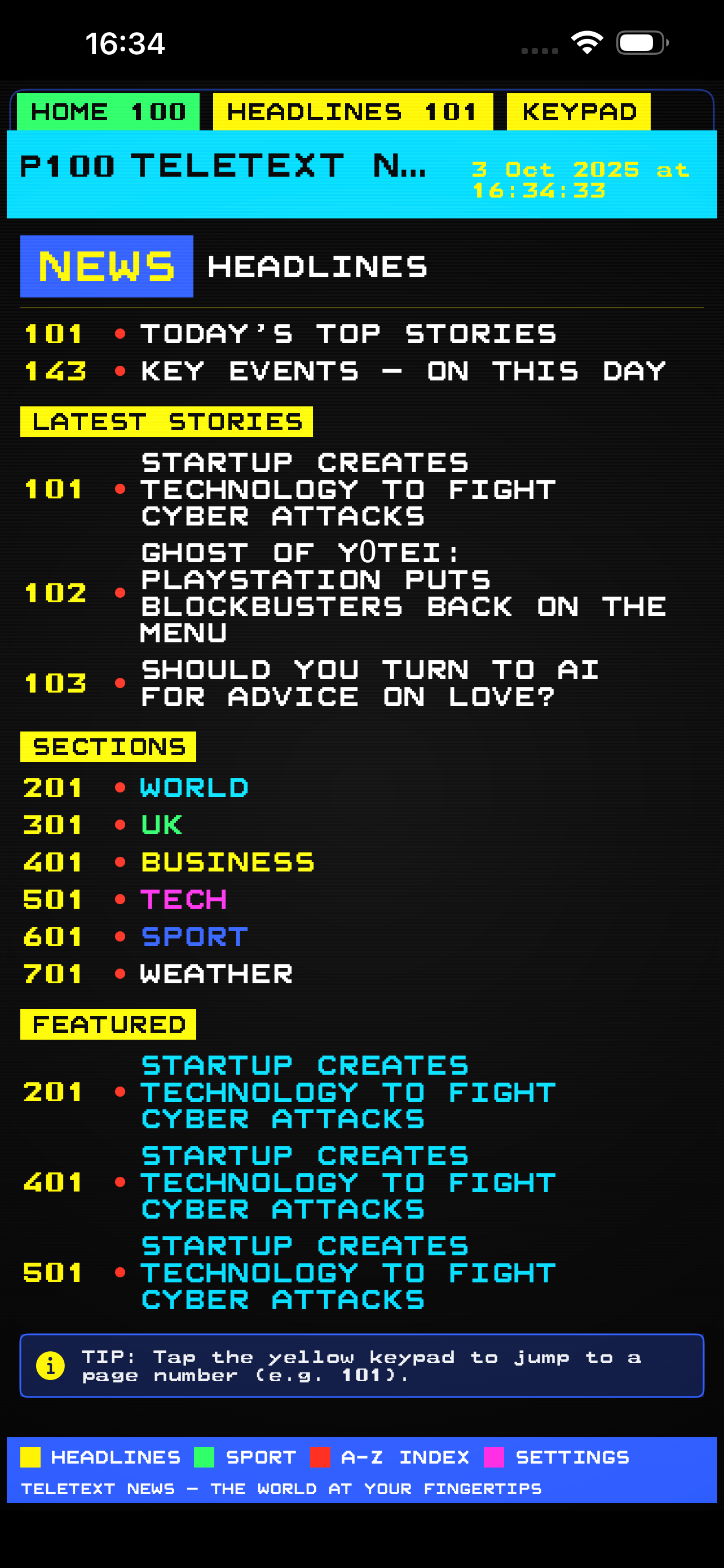 Page100: Telextext News Reader