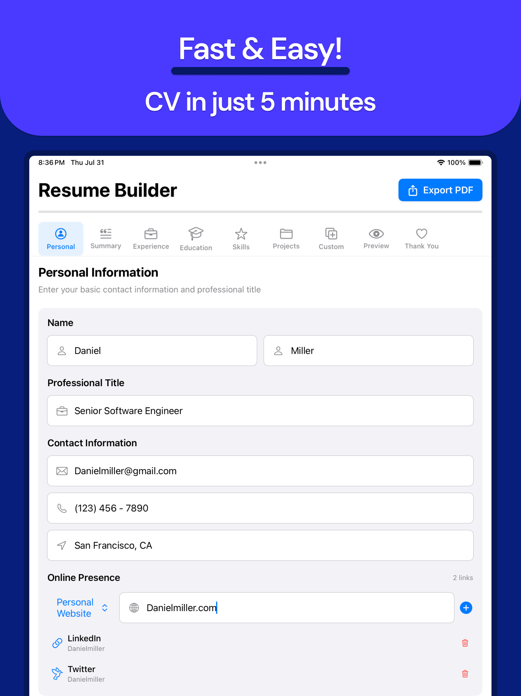 CV Maker - PDF + LaTeX screenshot 8