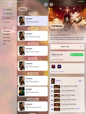 Previously On... iPad screenshot