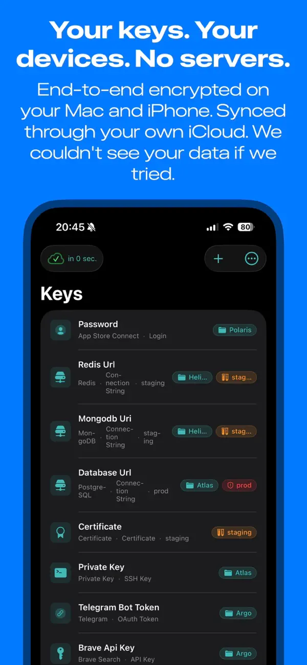 Screenshot #1 pour Keys -  Vibe Coders Vault