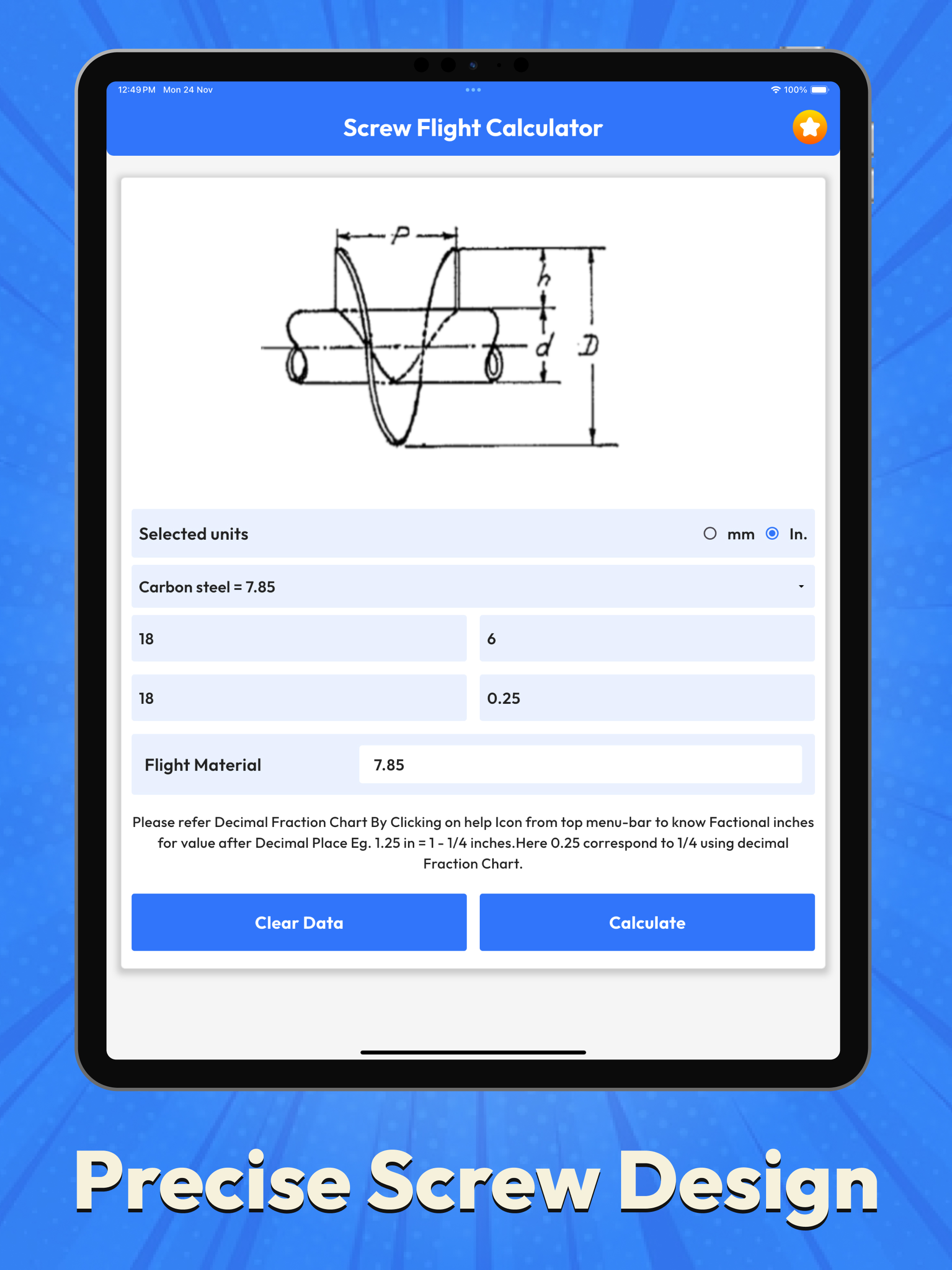 Screw Flight Calculator screenshot 9
