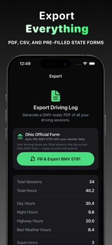 Moda: Driving Permit Hours Log screenshot