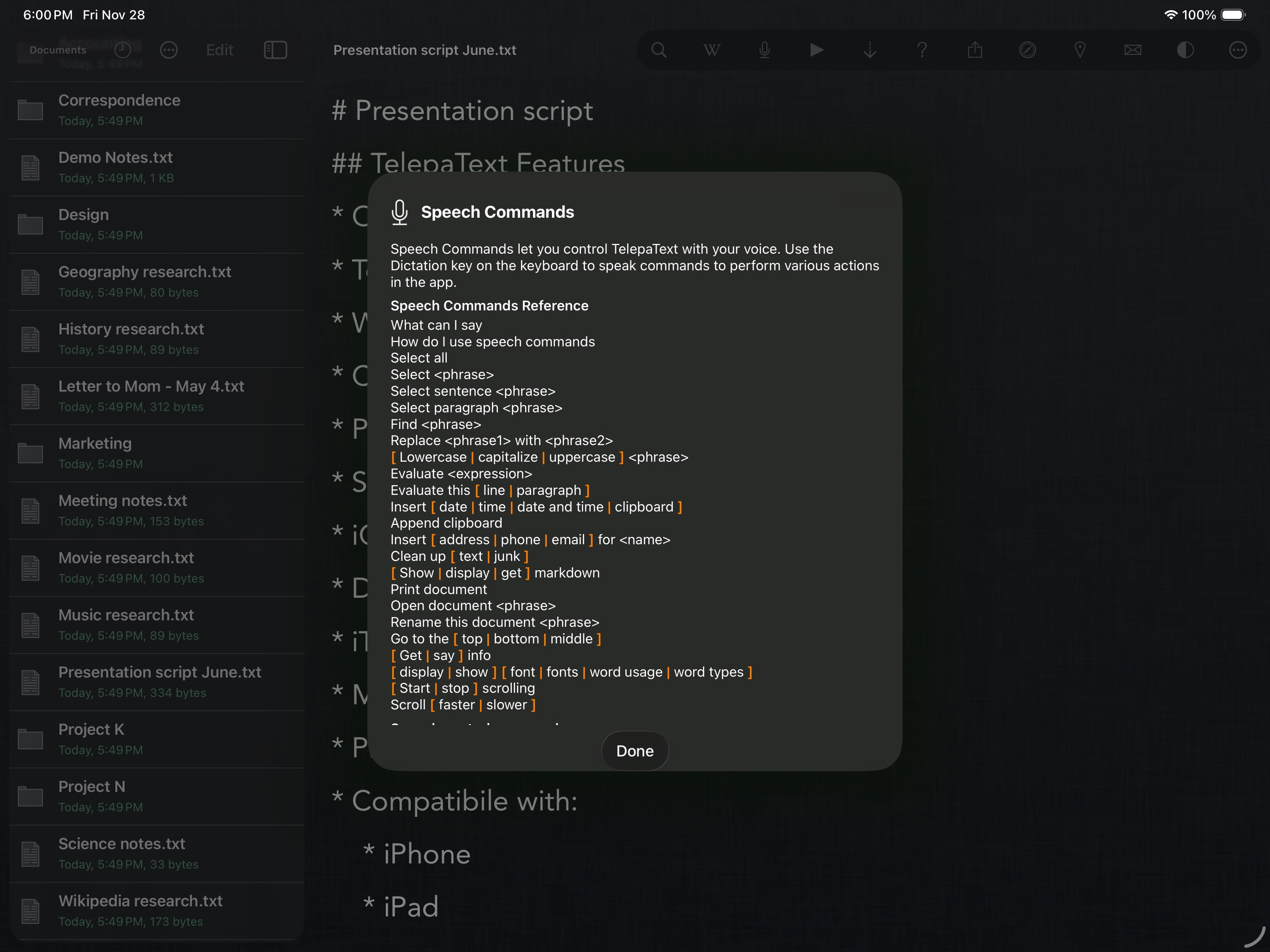 TelepaText - editor, speech screenshot 16