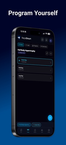 RepsDown Workout Log & Trainer iPhone screenshot
