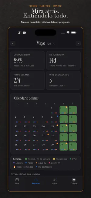 Osmin: Hábitos, Metas y Diario screenshot 2