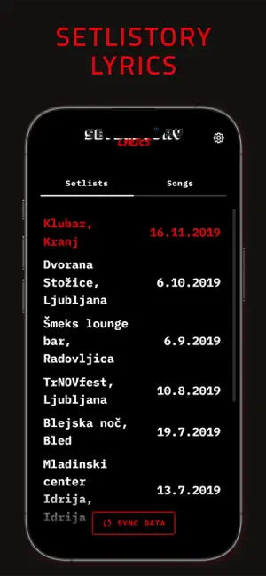 Setlistory Lyrics screenshot 1