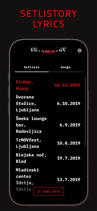 Setlistory Lyrics Screenshot 1 of 5