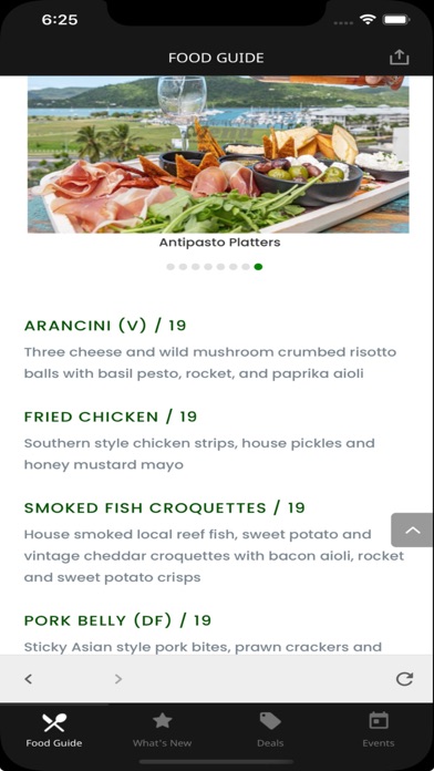 Whitsunday Menu Screenshot