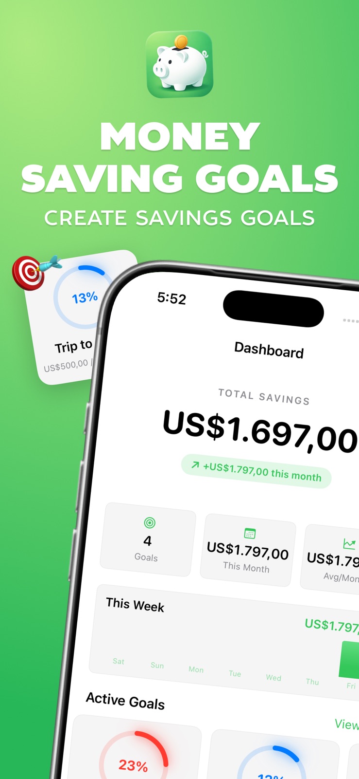 Savings Goal - Money Saver iphone screenshot 1