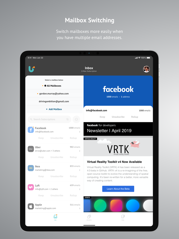 Unroll.Me - Email Cleanup iPad screenshot 3 - Productivity app
