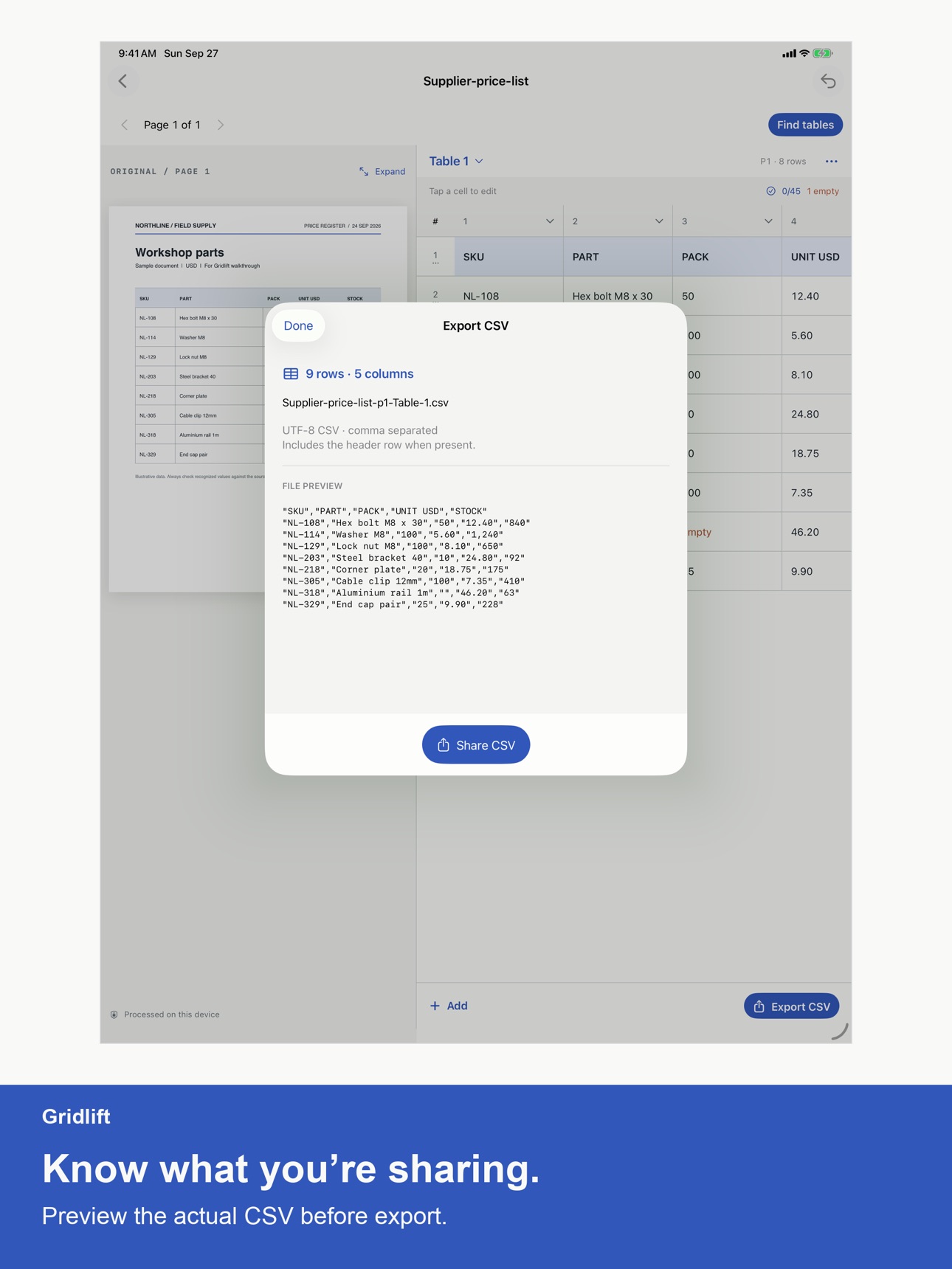 Screenshot 9 of Gridlift PDF Table to CSV