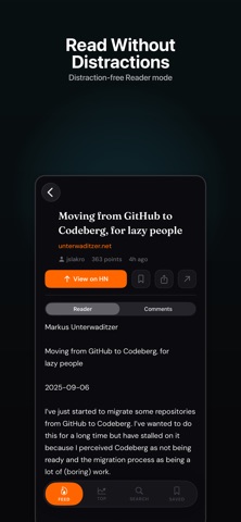 Hacker News App. screenshot