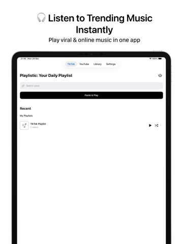 PlayListic: Background Player iPad screenshot 1