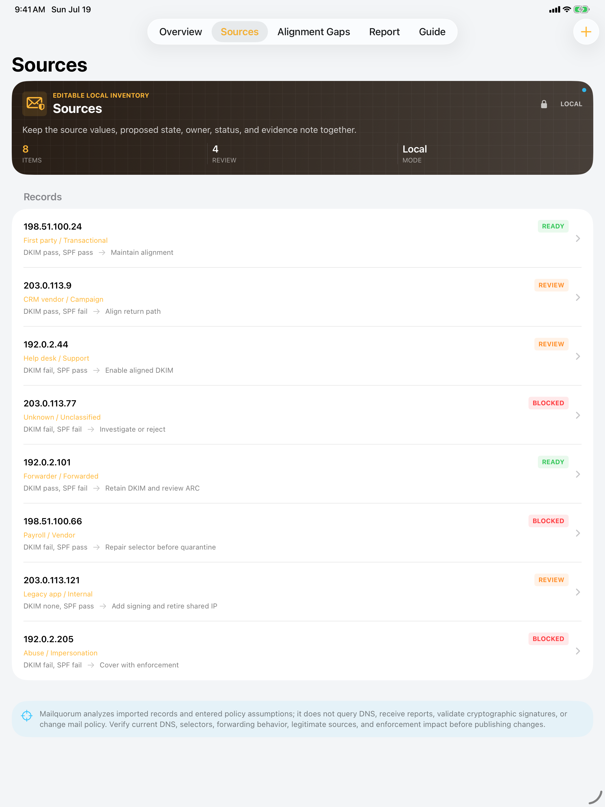 Mailquorum: Email Auth iPad screenshot 2 of 4