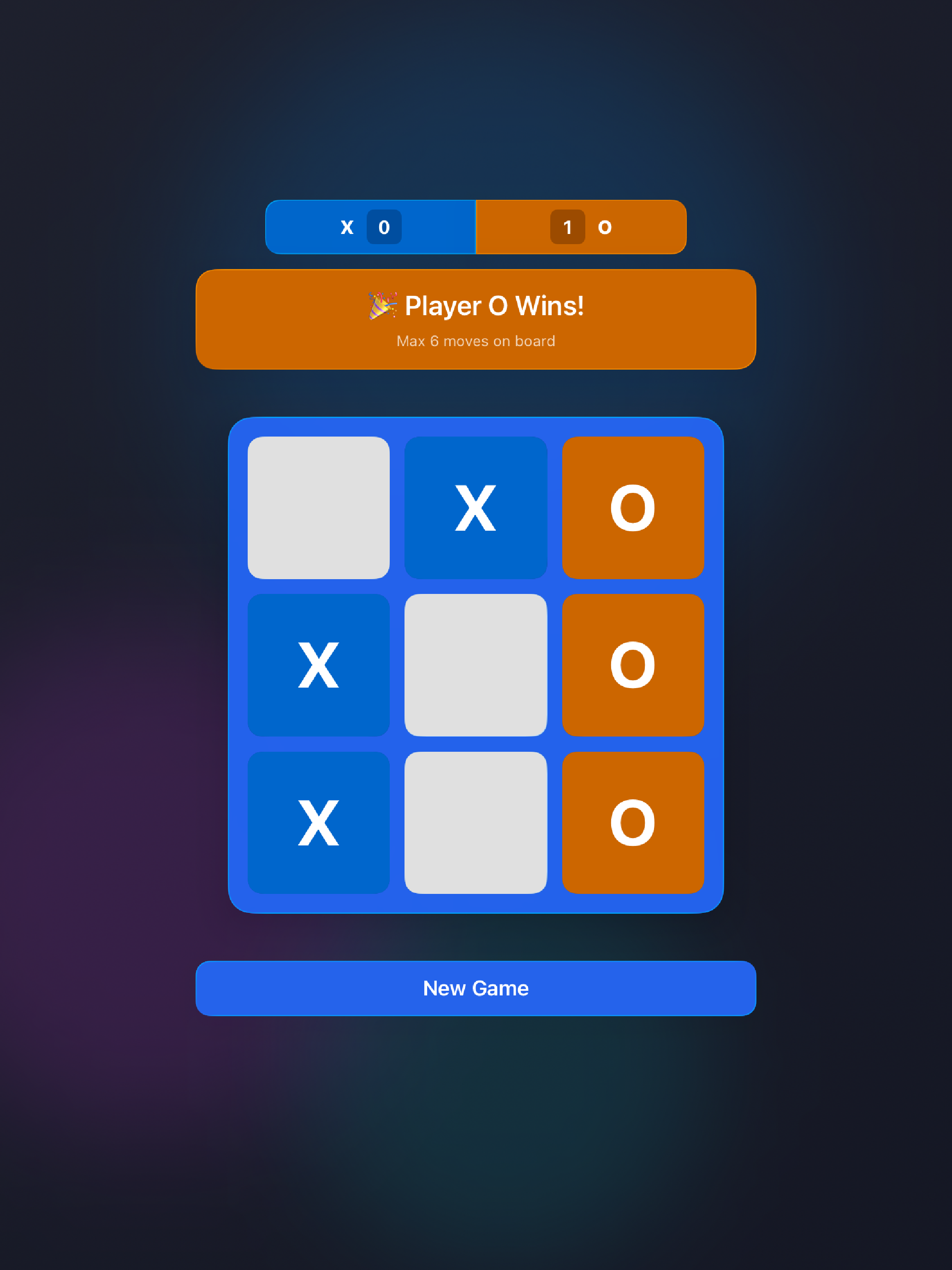 Infinite Tic Tac Toe Game