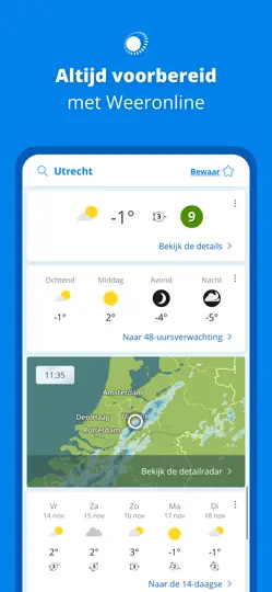 Screenshot von Weeronline: Weer & Regenradar auf dem iPhone 1
