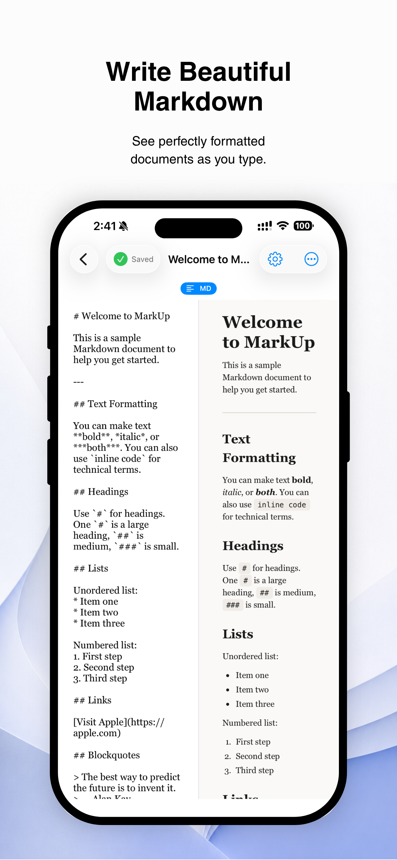 MarkUp — Text & Math Editor