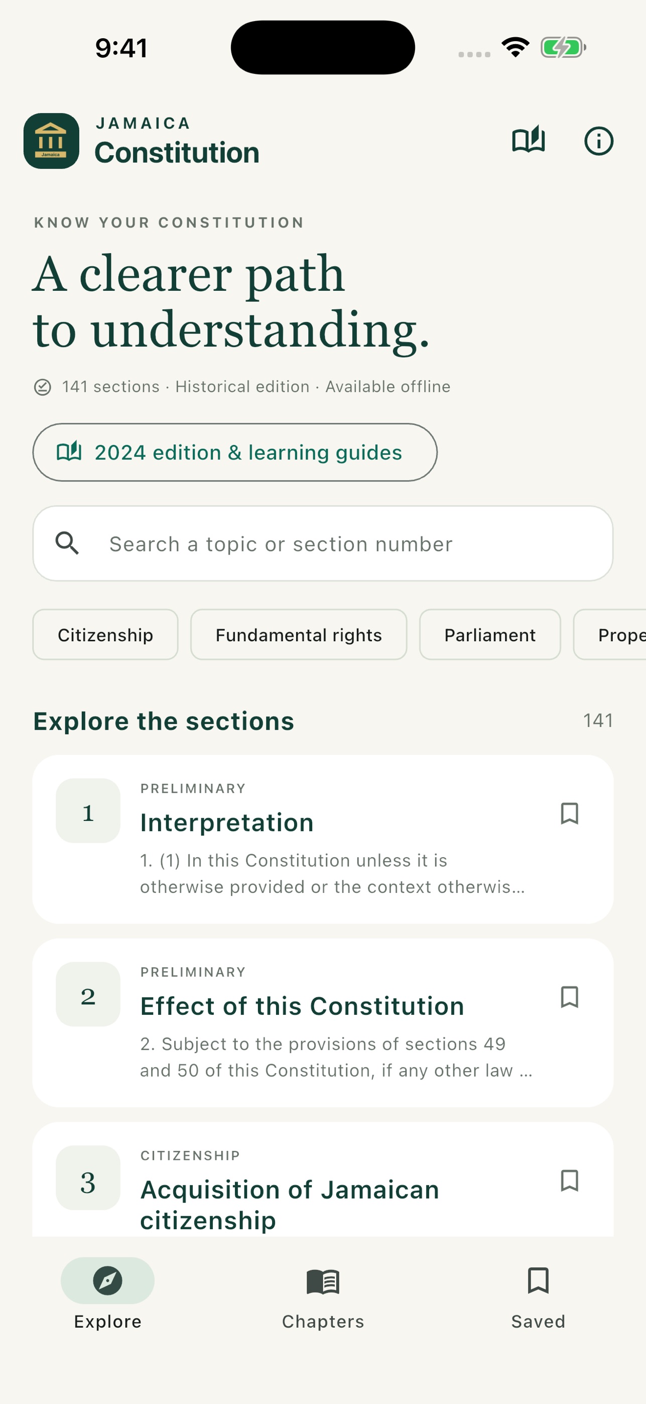 Screenshot 1 of Jamaica Constitution