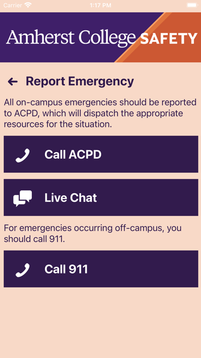 Amherst College Safety Screenshot
