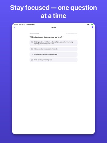 Tech Interview Quiz: SWE Prep iPad screenshot