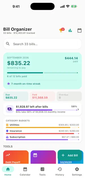 Smart Bill Organizer & Tracker screenshot 1