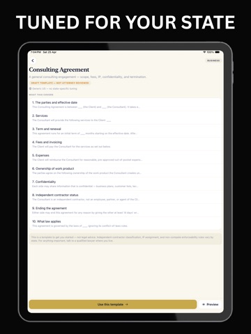Contract Maker: Legal Drafts iPad screenshot