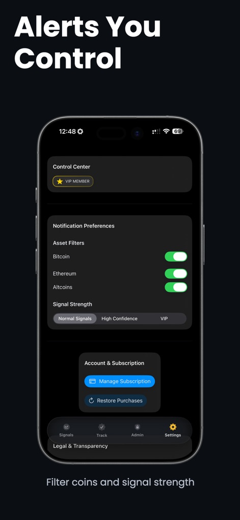 Crypto Signals: Trading Alerts - crypto-signals-app-settings-notification-filters