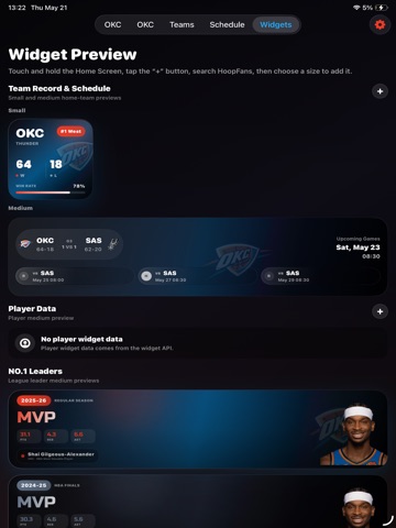 HoopFans: NBA Widgets & Scores iPad screenshot