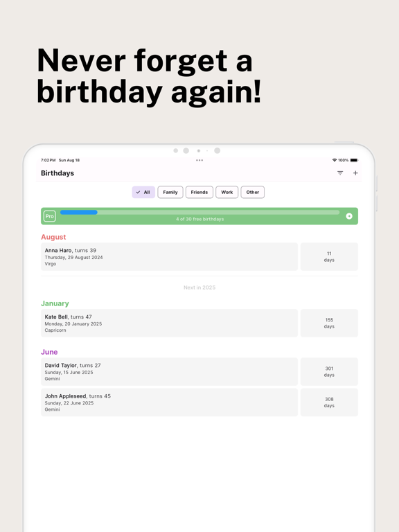 Screenshot #4 pour Birthday Reminder Widget